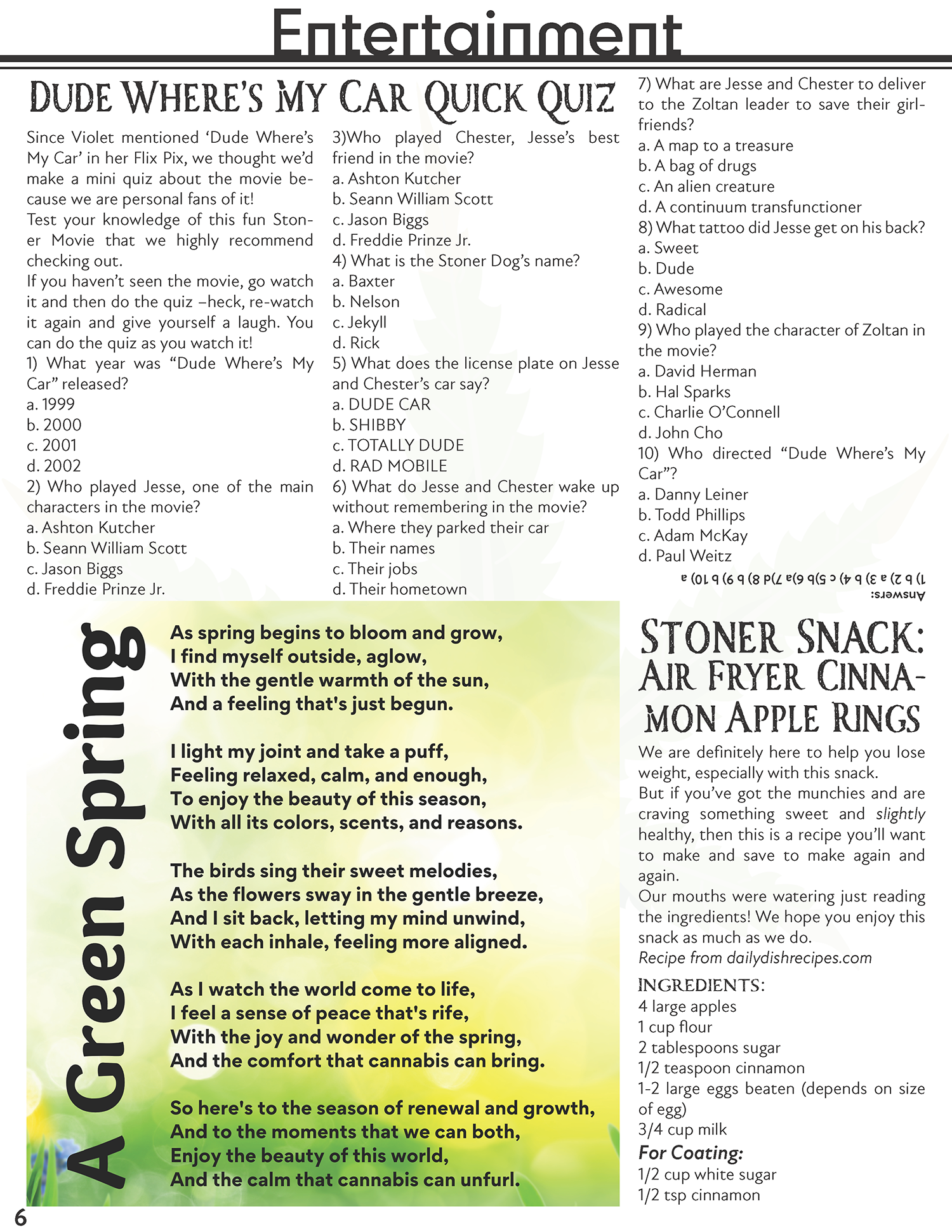 Page 6 of Clinton Cannabis: A newsletter to entertain (stoners). Based in Clinton, BC